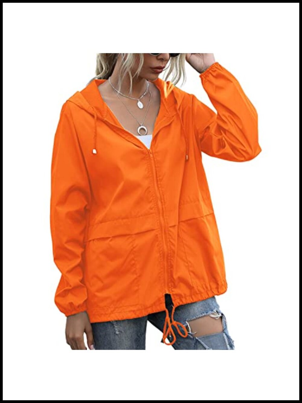 Waterproof Raincoat Lightweight Hooded Windbreaker Jacket